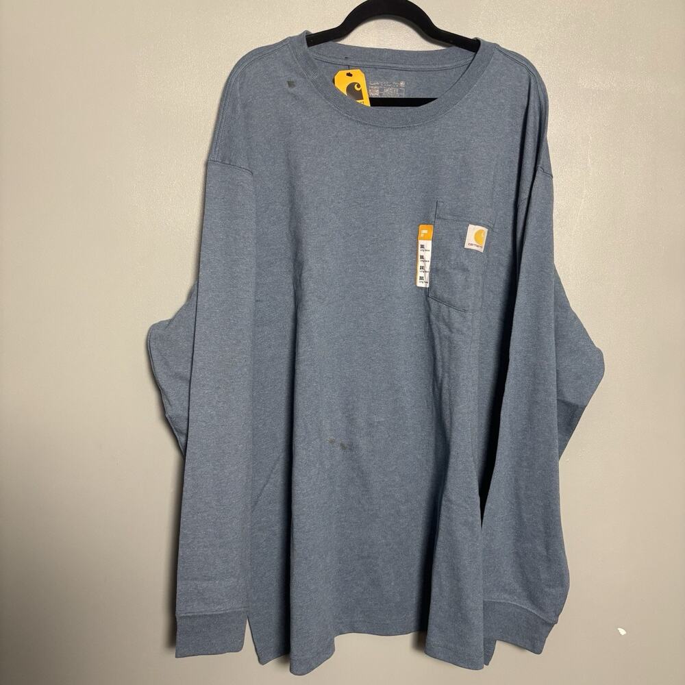 NWT Carhartt Men’s 3XL Long Sleeve Loose Fit Blue Shirt New Flaw Work